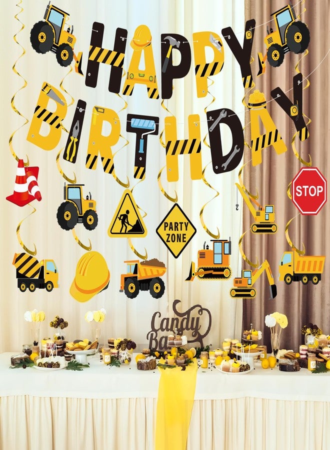 Fairooth 27 Pcs Construction Happy Birthday Banner Vehicle Truck Hanging Swirls Construction Party Ceiling Streamers Decoration for Birthday Party Decor - Image 5