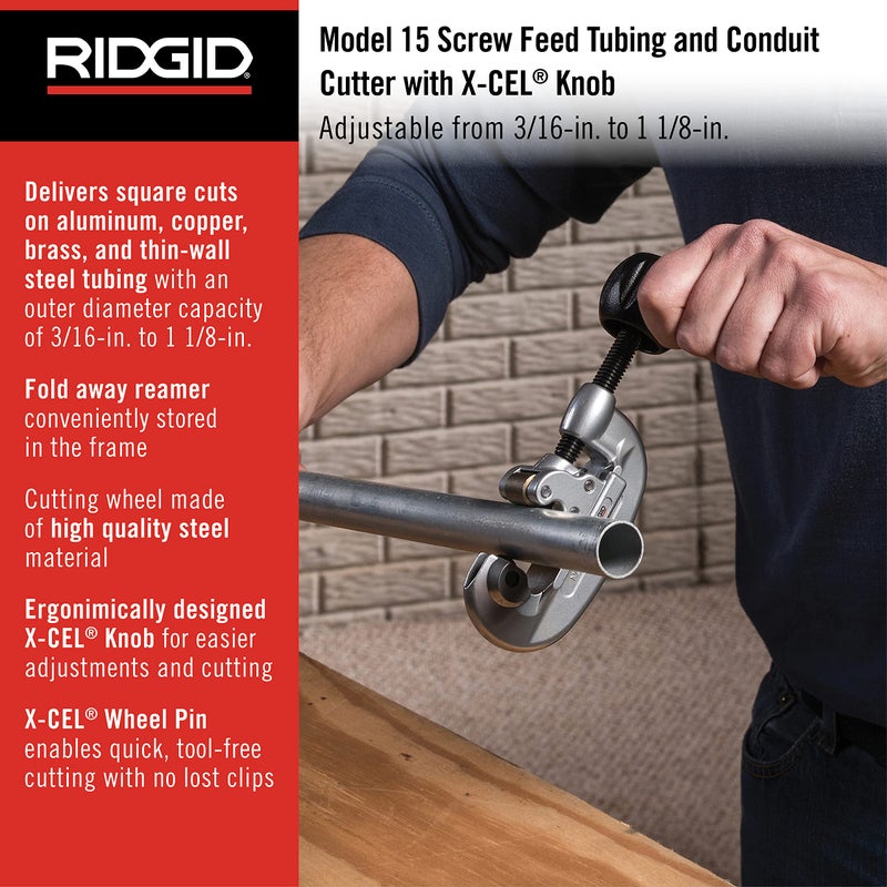 Ridgid 32920 model 15 Screw Feed Tubing Cutter, 3/16" To 1-1/8" Tube Cutter - Image 2
