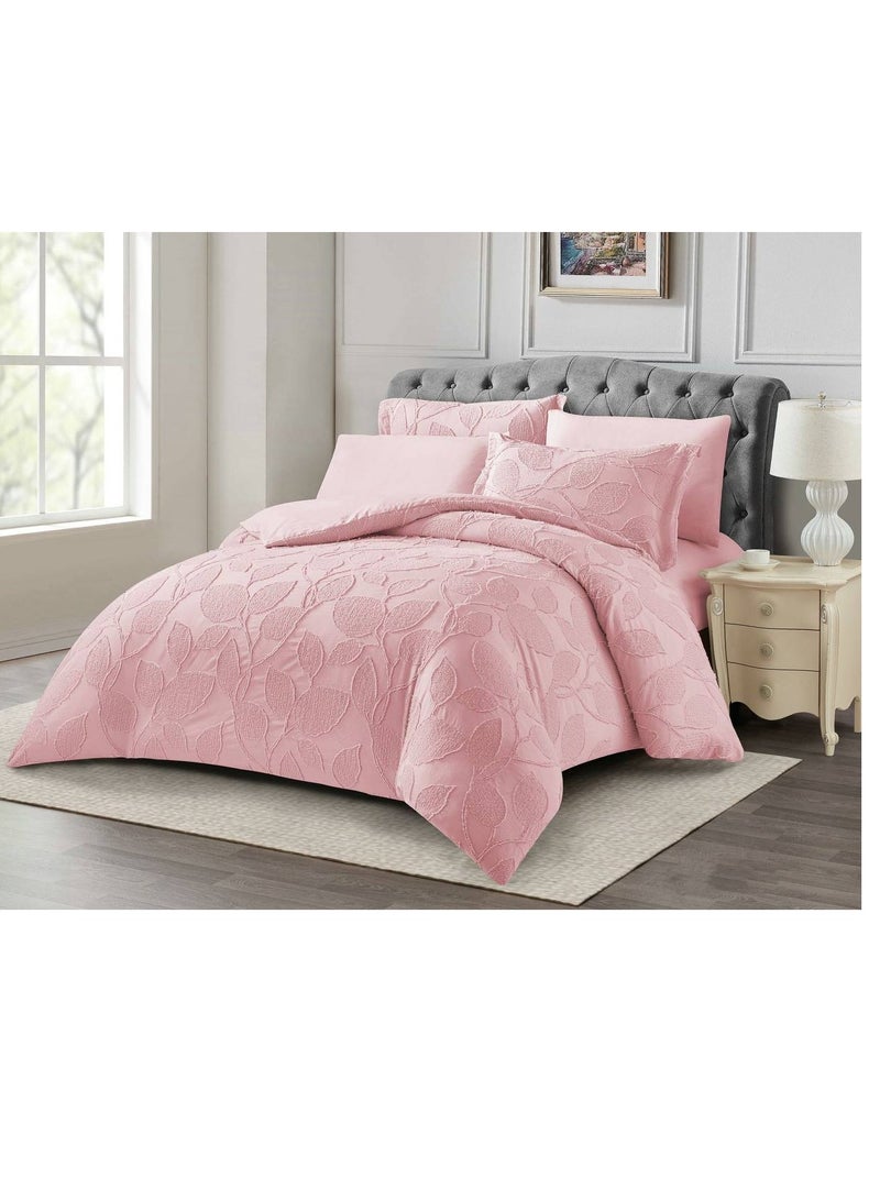 6-Piece Duvet cover set Tufted Geometric Bedding Set – Cationic Microfiber, Soft & Breathable
