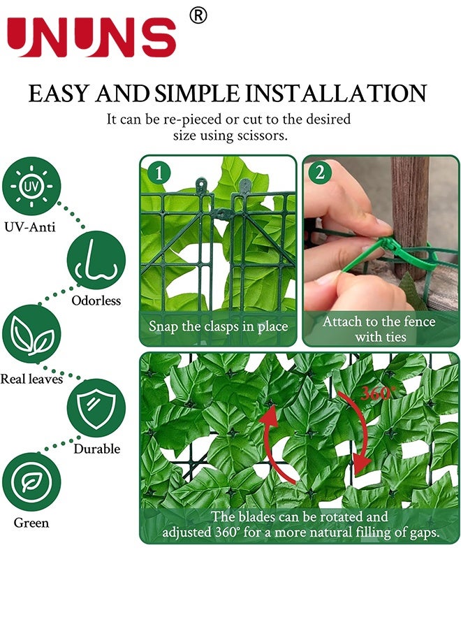 UNUNS Artificial Fences,5pcs Faux Ivy Fence Privacy Screen, UV-Anti Artificial Fake Ivy Hedge,Light Green Artificial Hedge Backyard Decor for Indoor, Outdoor,Garden,Fence,Balcony and Many Other Scenarios,0.5x1m - Image 3