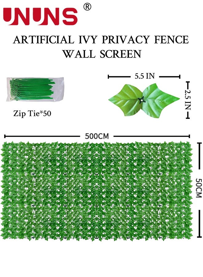 UNUNS Artificial Fences,5pcs Faux Ivy Fence Privacy Screen, UV-Anti Artificial Fake Ivy Hedge,Light Green Artificial Hedge Backyard Decor for Indoor, Outdoor,Garden,Fence,Balcony and Many Other Scenarios,0.5x1m - Image 2