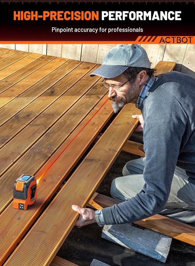 ACTBOT 2-in-1 Digital Laser Tape Measure: 197ft & 16ft Professional Accurate Tape Measuring Tool, Ft/Ft+in/in/M, Pythagorean, Area, Volume Rechargeable Laser Measure for Construction DIY Woodworker - Image 4