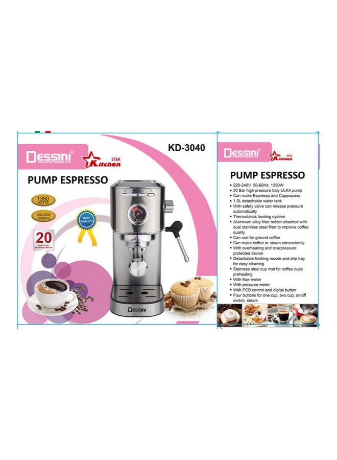 DESSINI Pump Espresso 20 Bar 1 L 1000 W 3040 silver - Image 2