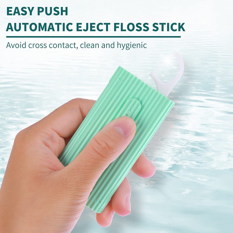 WLLHYF Portable Dental Floss Case Automatic Dental Floss Pick Organizer Travel Flosser Dispenser Storage Refillable Holder Boxes with 10 Floss Picks for Teeth Cleaning - Image 4