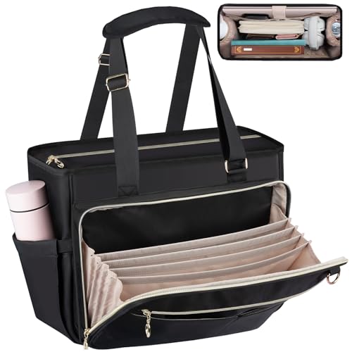 Wigojoy Teacher Bag, Large Women Work Bags with Foldable Document Pocket, 15.6-inch Laptop Compartment, Adjustable Handles, Support Panel and Insulated Pocket. Fit for Nurse Bag, Work Briefcase or Travel Bags - Image 1