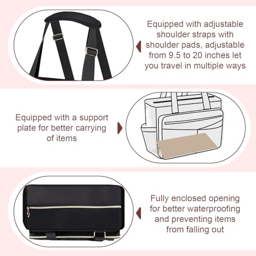 Wigojoy Teacher Bag, Large Women Work Bags with Foldable Document Pocket, 15.6-inch Laptop Compartment, Adjustable Handles, Support Panel and Insulated Pocket. Fit for Nurse Bag, Work Briefcase or Travel Bags - Image 4