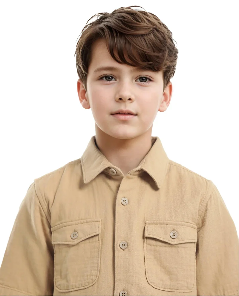 Rare Ones Rare Ones Kids Prest-K Tan Cotton Short Sleeve Button Closure Solid Regular Fit Shirt