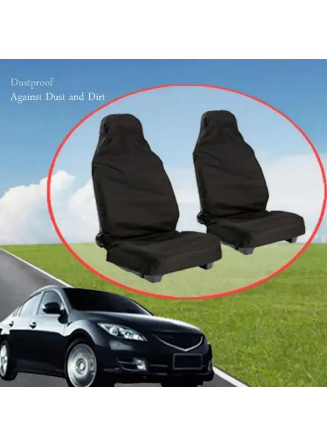 2 Heavy Duty Waterproof Car Front Seat Protector Covers Black Breathable Universal Fit Microfiber Cushion With Spill Protection Easy To Clean And Durable For All Vehicles - Image 2