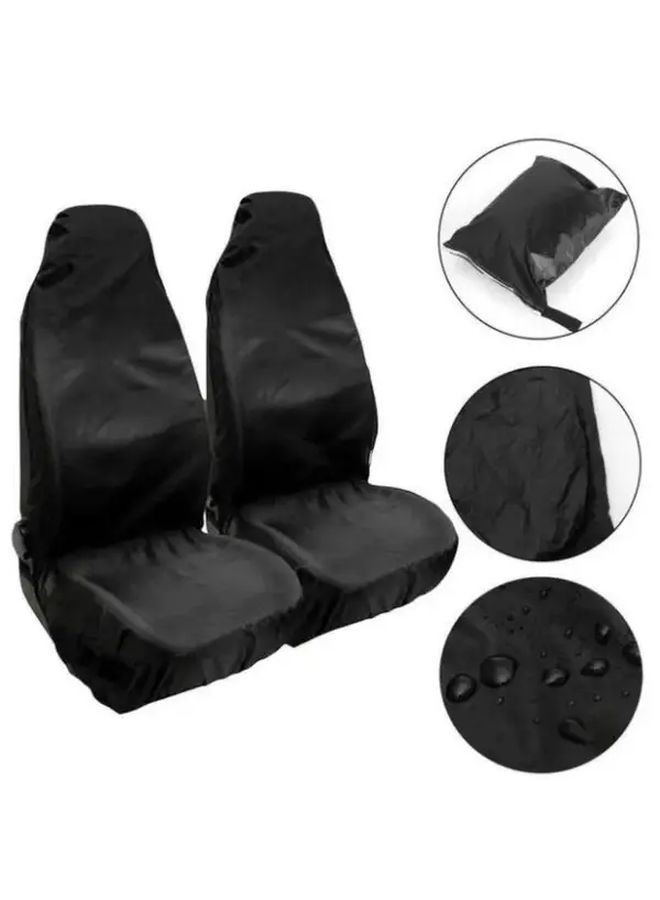2 Heavy Duty Waterproof Car Front Seat Protector Covers Black Breathable Universal Fit Microfiber Cushion With Spill Protection Easy To Clean And Durable For All Vehicles - Image 3