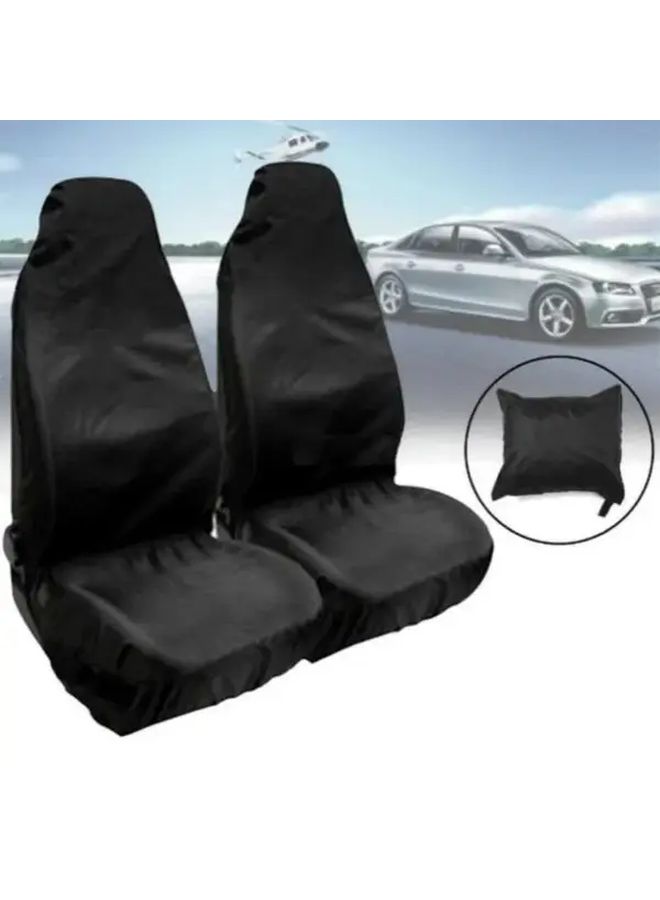 2 Heavy Duty Waterproof Car Front Seat Protector Covers Black Breathable Universal Fit Microfiber Cushion With Spill Protection Easy To Clean And Durable For All Vehicles - Image 1