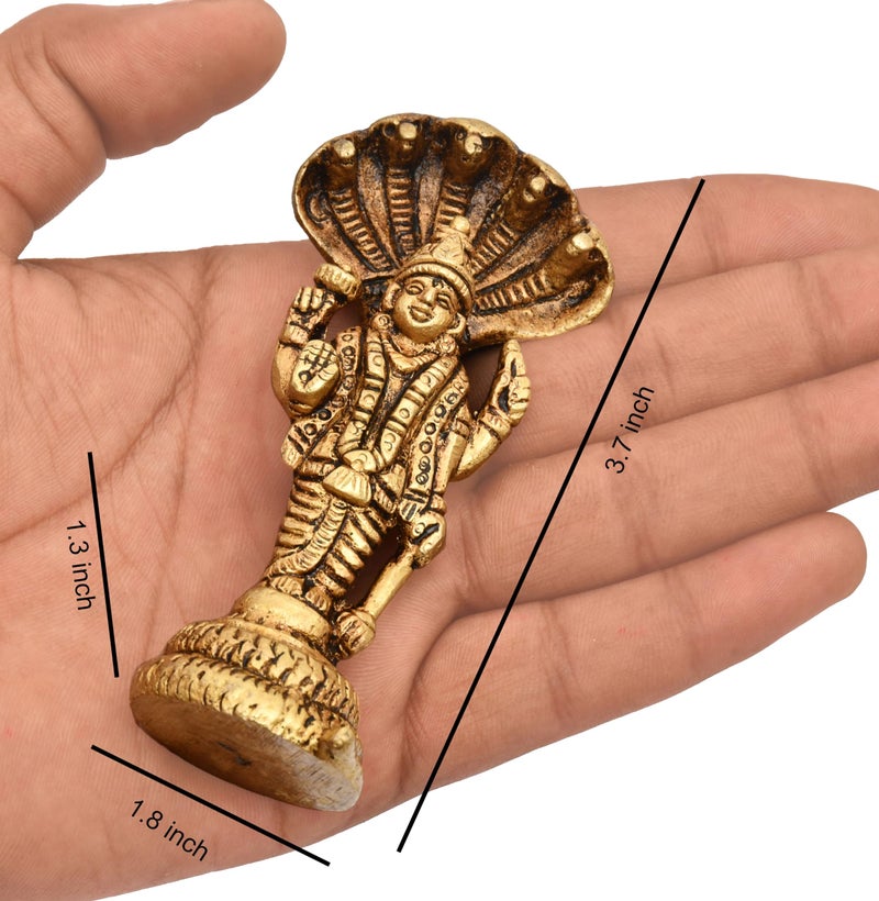 AARGKRAFT Brass Lord Vishnu Standing on Sheshnag Lord Vishnu with Serpent King Sheshnag Brass - Image 5