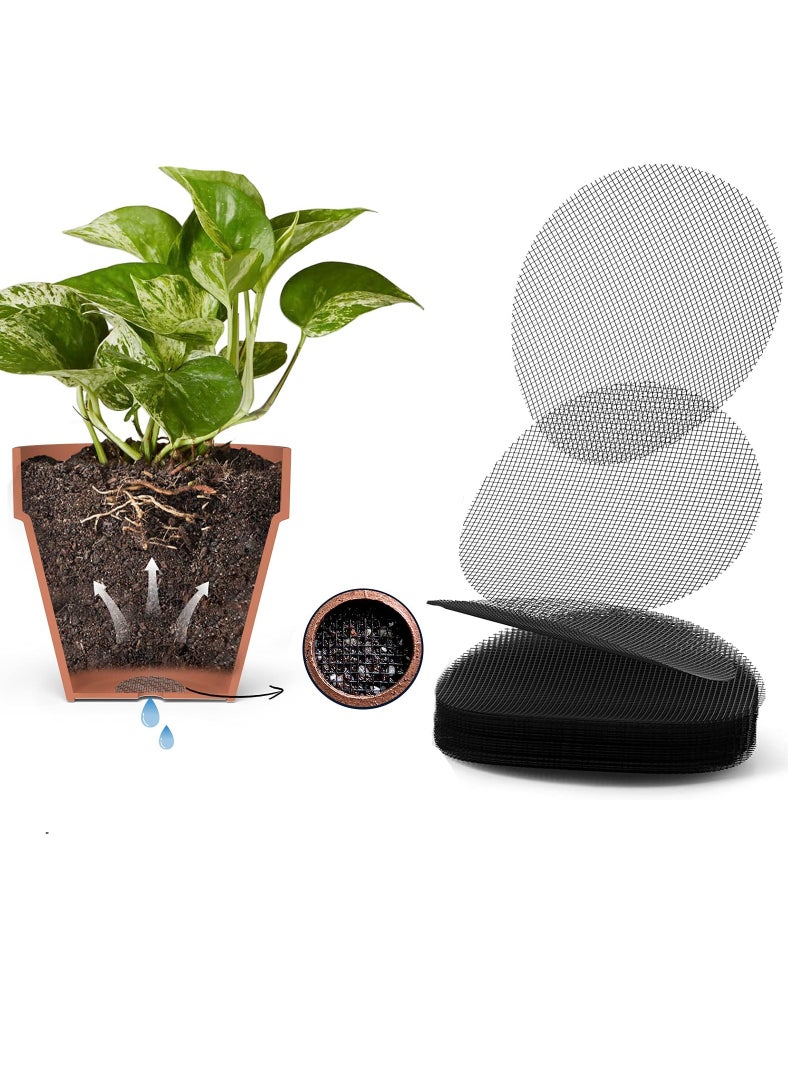Luckam Flower Pot Hole Mesh Pad, 50 Pack 4x4 Inch Garden's Drainage Mesh Hole Screens Prevent Soil Loss Anti, Flower Pot Bottom Hole Gasket Breathable Filter Pad Gardening Tools - Image 1