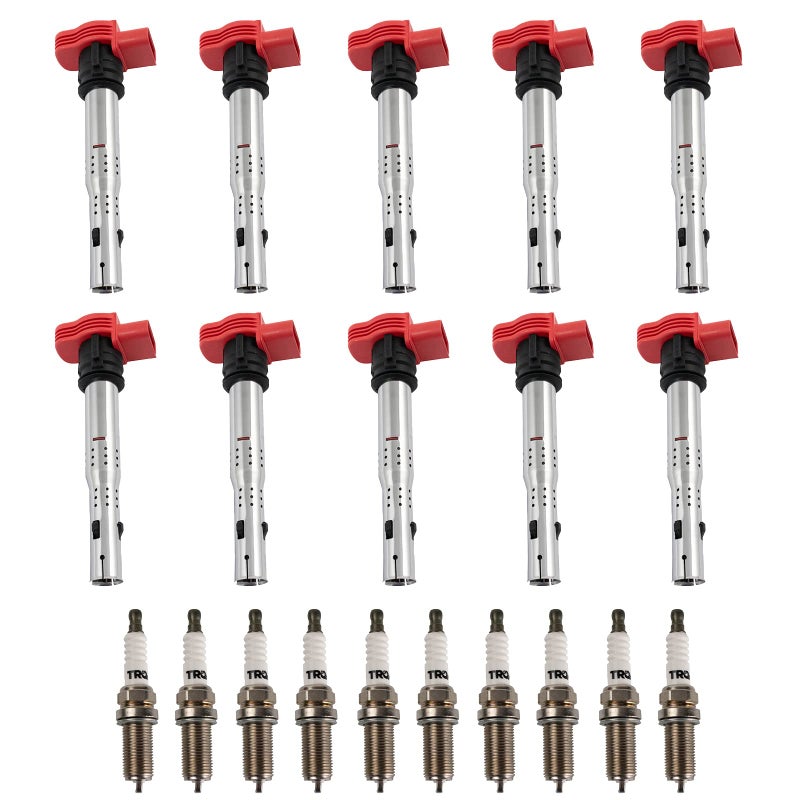 TRQ Ignition Kit Ignition Coil Spark Plugs Compatible with 20092017 Audi R8 20072011 S6 20072009 S8