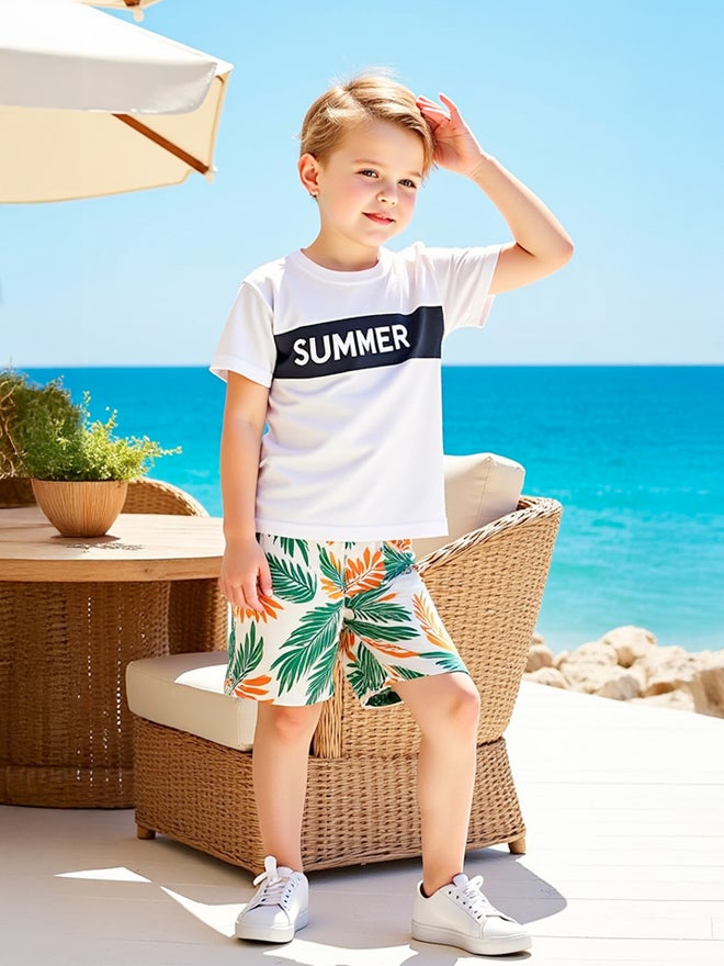 Take Two Take Two Kids Multi 2pcs Graphic Print Short Sleeve T-Shirt and Shorts - Image 1