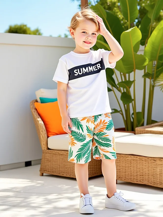 Take Two Take Two Kids Multi 2pcs Graphic Print Short Sleeve T-Shirt and Shorts