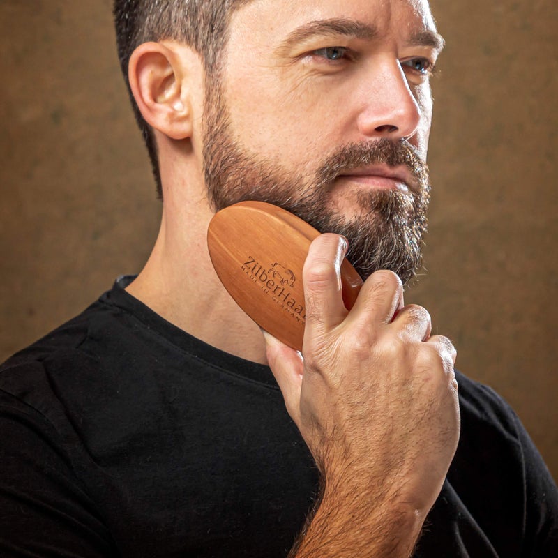 ZilberHaar - Men's Slanted Bristle Hair and Beard Brush - Natural Boar and Pearwood Military Style - Image 5