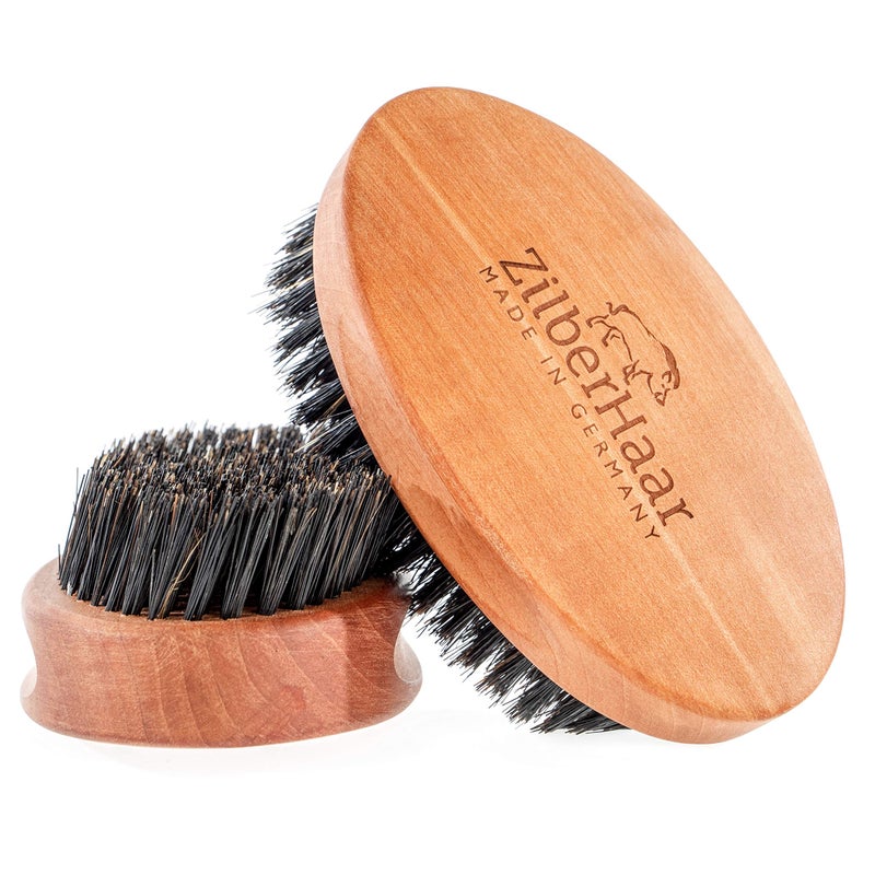 ZilberHaar - Men's Slanted Bristle Hair and Beard Brush - Natural Boar and Pearwood Military Style - Image 3