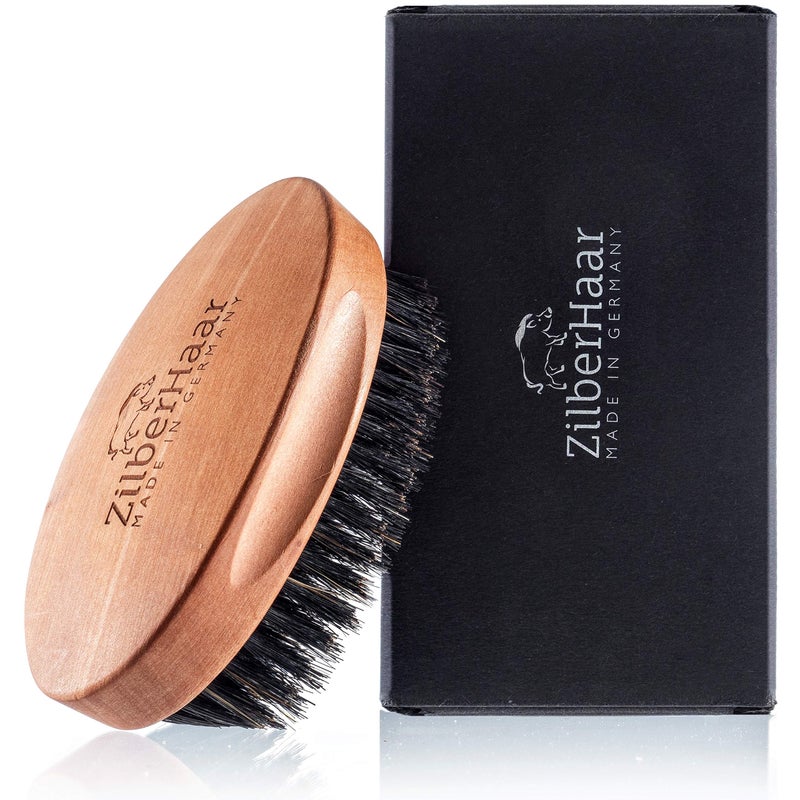 ZilberHaar - Men's Slanted Bristle Hair and Beard Brush - Natural Boar and Pearwood Military Style - Image 1