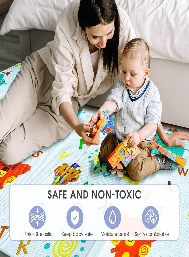 Foldable Baby Play Mat Floor Mat Reversible Waterproof Foam Padded Play Mat for Infants Babies Toddlers Plays and Tummy Time Foldable  Baby Crawling mat with Travel Bag for Indoor and Outdoor 180*20 - Image 4