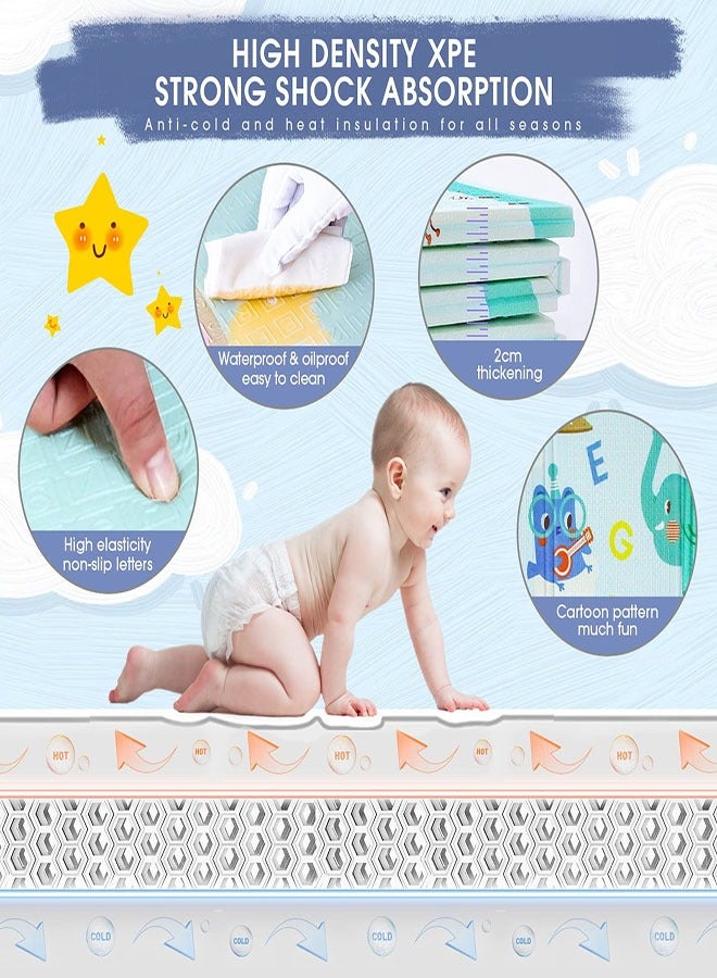 Foldable Baby Play Mat Floor Mat Reversible Waterproof Foam Padded Play Mat for Infants Babies Toddlers Plays and Tummy Time Foldable  Baby Crawling mat with Travel Bag for Indoor and Outdoor 180*20 - Image 3