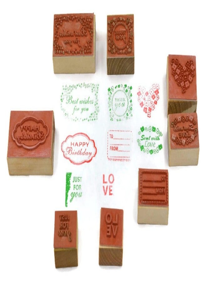 kreni 8-Piece Card Making Stamps Set - Wood Mounted Rubber Stamps for Card Making, DIY Crafts, Scrapbooking - Happy Birthday, Thank You, Congratulations, with Love - Image 2