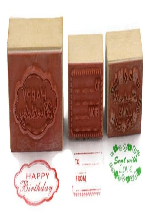 kreni 8-Piece Card Making Stamps Set - Wood Mounted Rubber Stamps for Card Making, DIY Crafts, Scrapbooking - Happy Birthday, Thank You, Congratulations, with Love - Image 3