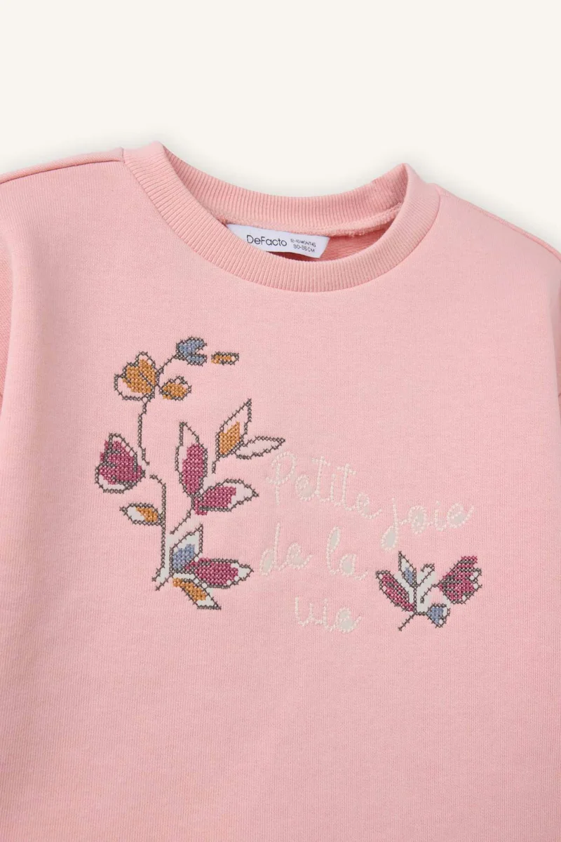 DeFacto Baby Girl Regular Fit Crew Neck Floral Sweatshirt