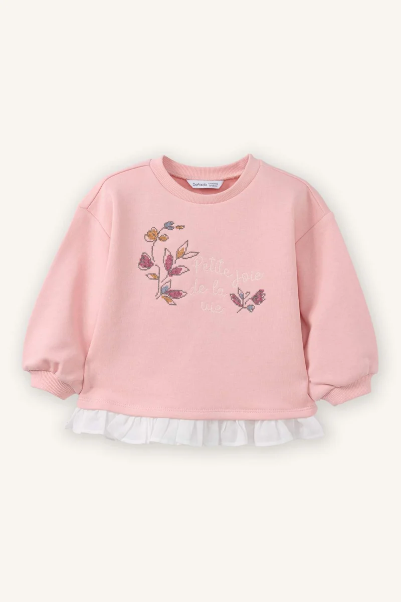 DeFacto Baby Girl Regular Fit Crew Neck Floral Sweatshirt
