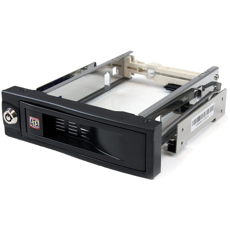 StarTech.com 5.25in Trayless Hot Swap Mobile Rack for 3.5in Hard Drive - Internal SATA Backplane Enclosure - Lockable drive bay , TAA (HSB100SATBK) - Image 1