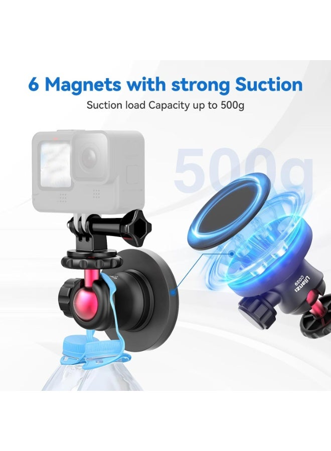 ULANZI Magnetic Camera Mount for GoPro, Strong Magnetic Mount with 360° Rotation Ball Head and Built-in 6 Magnets, Compatible with GoPro Hero 11/10/9/8/7/6, DJI OSMO Action, Insta360 - Image 4