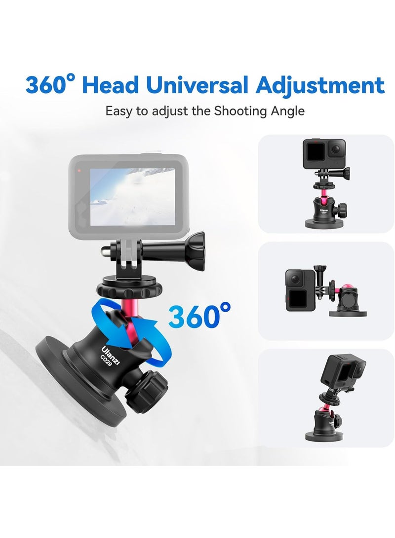 ULANZI Magnetic Camera Mount for GoPro, Strong Magnetic Mount with 360° Rotation Ball Head and Built-in 6 Magnets, Compatible with GoPro Hero 11/10/9/8/7/6, DJI OSMO Action, Insta360 - Image 2