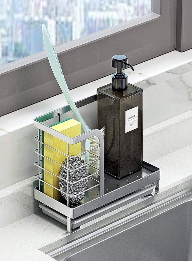 MINGFANITY Kitchen Countertop Dish Soap and Dishwashing Brush Holder, SUS 304 Stainless Steel Sponge Organizer, Basket for Cleaning and Scrub Tool, Kitchen Sink Brush Caddy Holder - Image 1