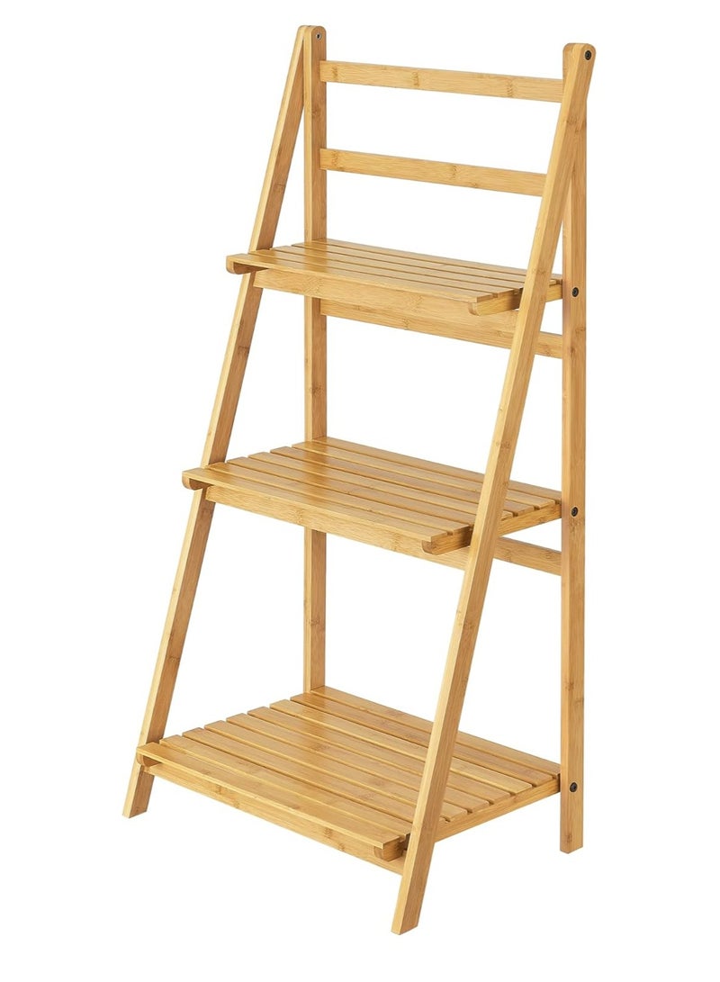 DubaiGallery BAMBOO BATHROOM SHELF LADDER WITH 3 SHELVES - Image 1