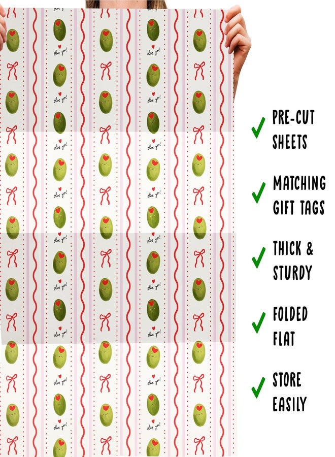 CENTRAL 23 Anniversary Wrapping Paper For Husband Wife - Olive You! - 6 Sheets Funny Gift Wrap - Valentine Wrapping Paper Sheets For Boyfriend Girlfriend - Love Wedding Birthday - Comes With Tags - Image 5