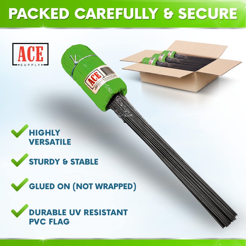 ACE Supply Green Marking Flags 100 Pack - 4x5x15 Inch Green Flags for Yard - Markers For Lawn, Irrigation, Landscaping, Survey & Sprinkler Head Marking  - Image 3