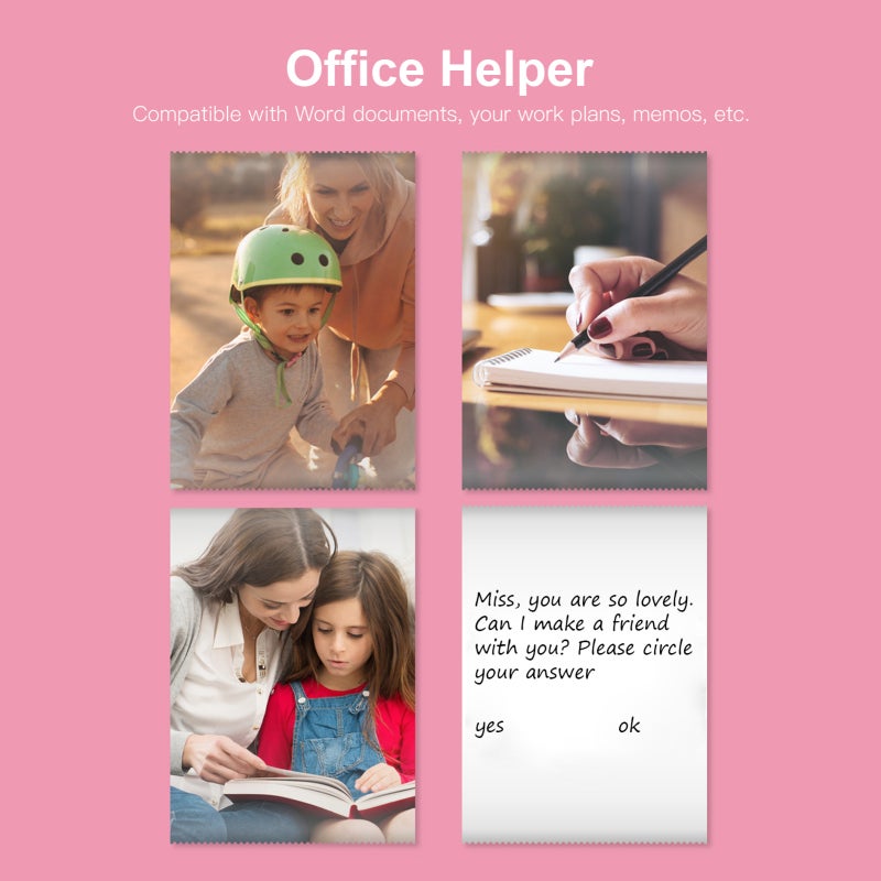 Photo Printer Pocket Size Pink - Multi-Function Portable Mini Printer for Photos Labels QR Code - Wireless BT Thermal Sticker Printer with 1000mAh Battery for Travel Office Study - Image 2