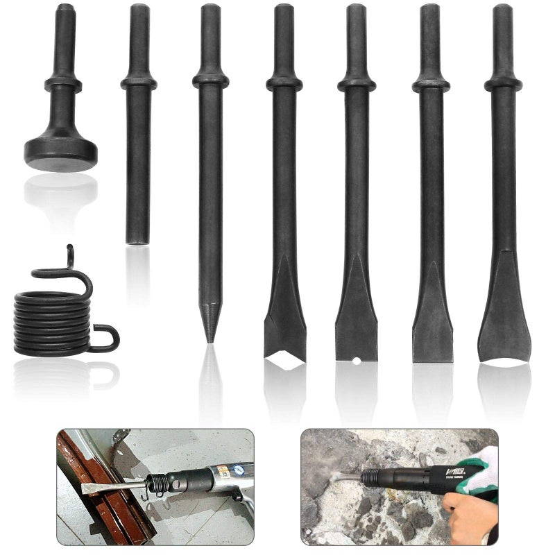 8 Piece Air Chisel Set Pneumatic Chisel Air Hammer Punch Chipping Bits Tool