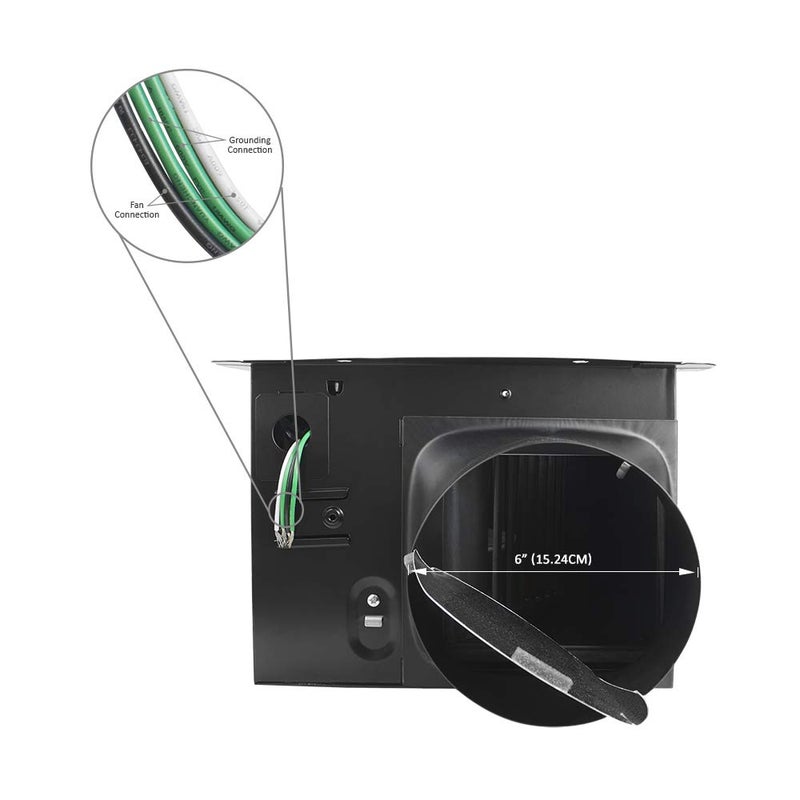 BV Bathroom Exhaust Fan 200CFM - 2.0 Sones, 6" Duct Collar, Rooms Up to 200 Sq. Ft.| Ventilation Fan, Stainless Steel - Ultra-Quiet & HVI 2100 - Image 3
