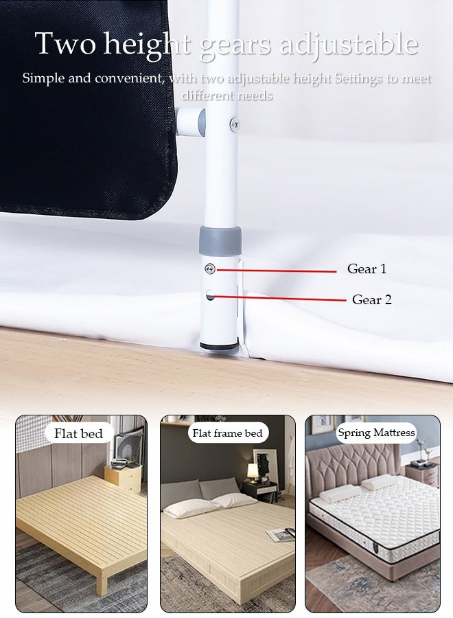 DUNISO Bed Rails for Elderly Adults，Safety with Adjustable Heights，Storage Pocket Assist Support，Side Railings for Seniors Citizens Slides Under Mattressbed Cane Medical Bed Guard Bed Handles Bars  - Image 3