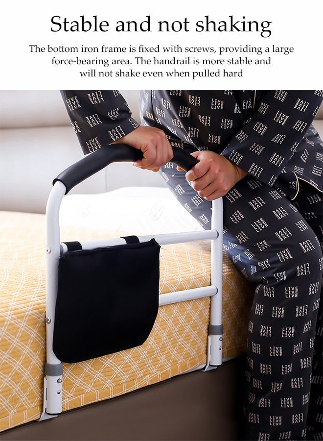 DUNISO Bed Rails for Elderly Adults，Safety with Adjustable Heights，Storage Pocket Assist Support，Side Railings for Seniors Citizens Slides Under Mattressbed Cane Medical Bed Guard Bed Handles Bars  - Image 4