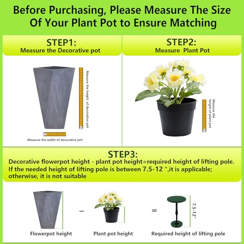Axcoix 2 Pack Adjustable Height Plant Risers for Inside Pots, 7.5-12" Planter Inserts for Large Pots, Pot Fillers for Tall Square Round Taper Planters (6" 8" 10" Base or Top) - Image 3