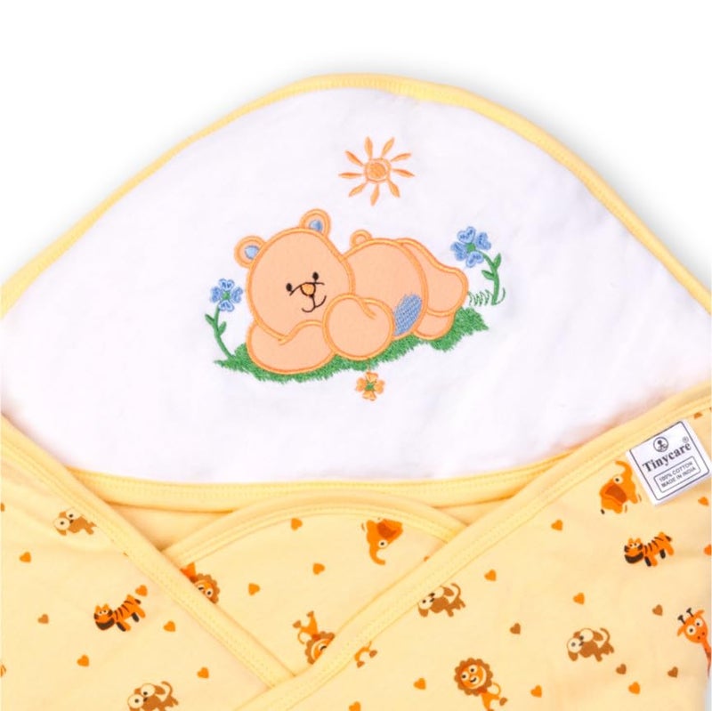 Tinycare Baby Interlock Clr Ptd Wraps with Polyfill Color Printed Orange | 70X70 cm - Image 2