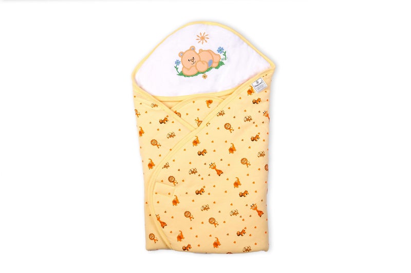 Tinycare Baby Interlock Clr Ptd Wraps with Polyfill Color Printed Orange | 70X70 cm - Image 1