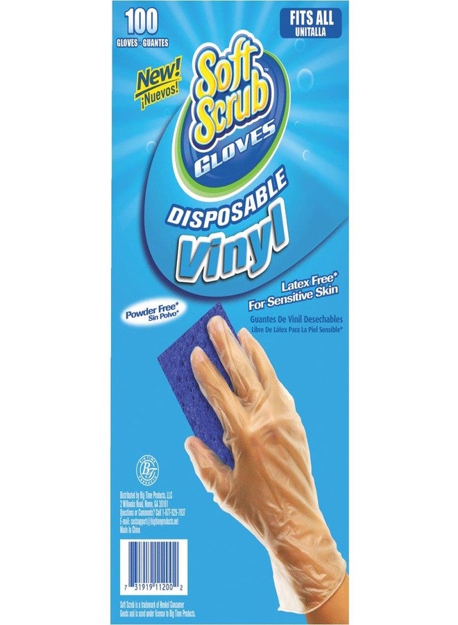 Soft Scrub big time products llc 11200-16 Soft Scrub, 100 Count, Disposable Vinyl Gloves - Image 1