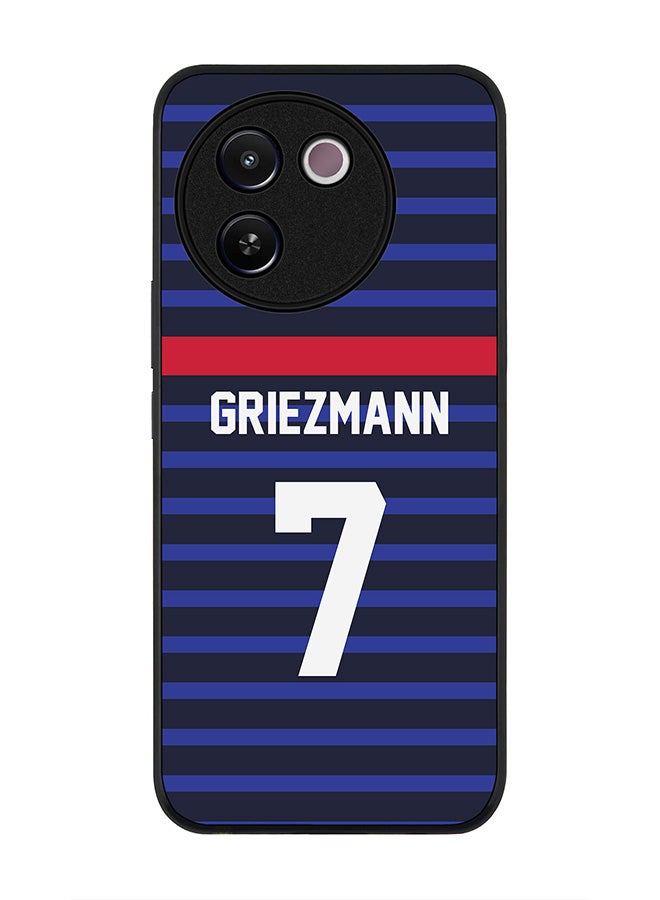 Stylizedd Rugged Black edge case for Vivo V30e, Slim fit Soft Case Flexible Anti Drop TPU Gel Thin Cover - Football Team - France, Player Name - Griezmann - Image 1