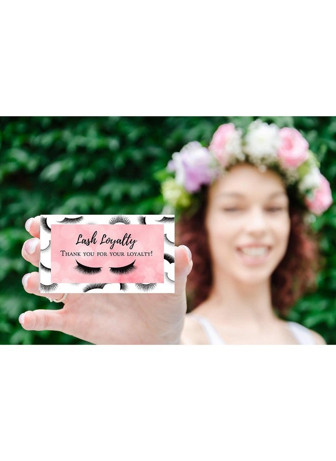 Boutique Marketing LLC Lash Extension Filler Loyalty Punch Card Package Of 100 Double Sided Size 3.5 X 2 Inches Matches After Care Cards False Lash Print With Bubbly Pink Inlay Design  - Image 4