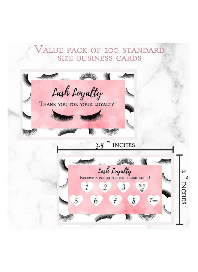 Boutique Marketing LLC Lash Extension Filler Loyalty Punch Card Package Of 100 Double Sided Size 3.5 X 2 Inches Matches After Care Cards False Lash Print With Bubbly Pink Inlay Design  - Image 2