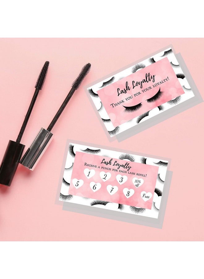 Boutique Marketing LLC Lash Extension Filler Loyalty Punch Card Package Of 100 Double Sided Size 3.5 X 2 Inches Matches After Care Cards False Lash Print With Bubbly Pink Inlay Design  - Image 5