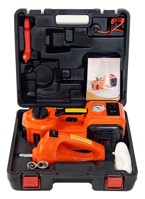 12V DC 5 Ton Electric Car Jack Kit 3 in 1 Hydraulic Floor Jack with Tire Inflator Pump LED Flashlight and Electric Impact Wrench Car Repair Tool Kit for Car SUV Truck Lift Tire Change