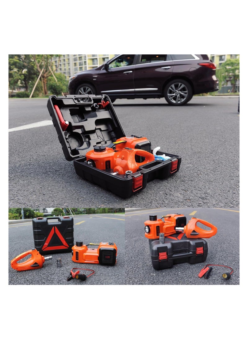SHEZA STAR - 12V DC 5 Ton Electric Car Jack Kit 3 in 1 Hydraulic Floor Jack with Tire Inflator Pump LED Flashlight and Electric Impact Wrench Car Repair Tool Kit for Car SUV Truck Lift Tire Change - Image 1